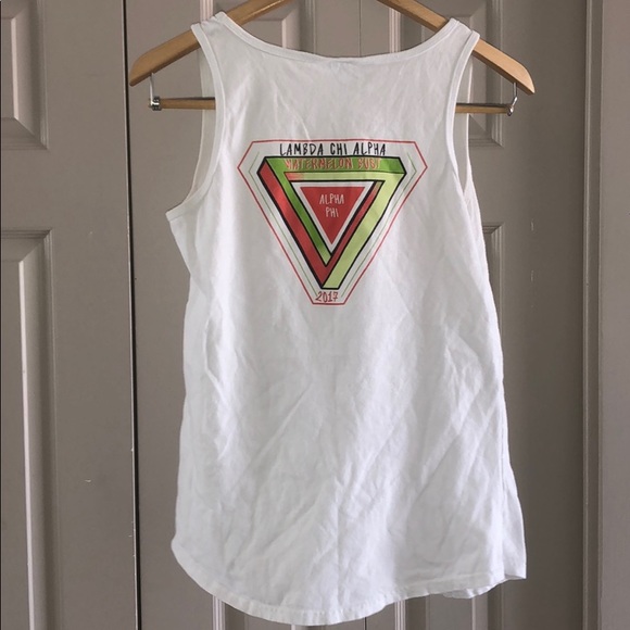 NWOT UNISEX Alpha Phi + Lambda Chi Alpha White Tee - Picture 8 of 8